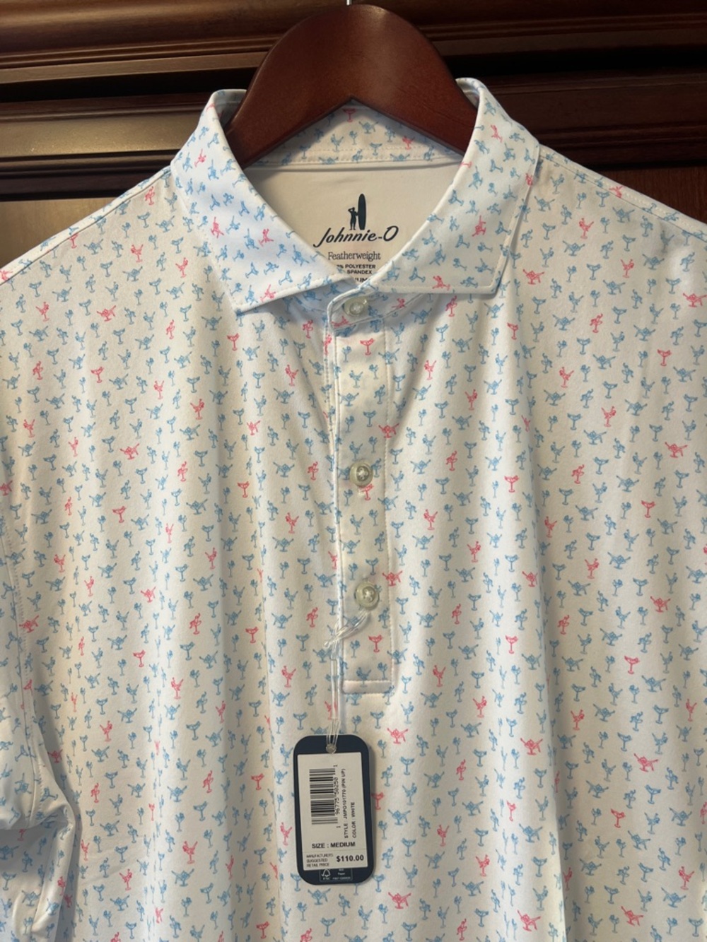 Brand New Johnnie-O Santa Monica Ca Featherweight White whimsical 🎾 Golf⛳️ Polo!